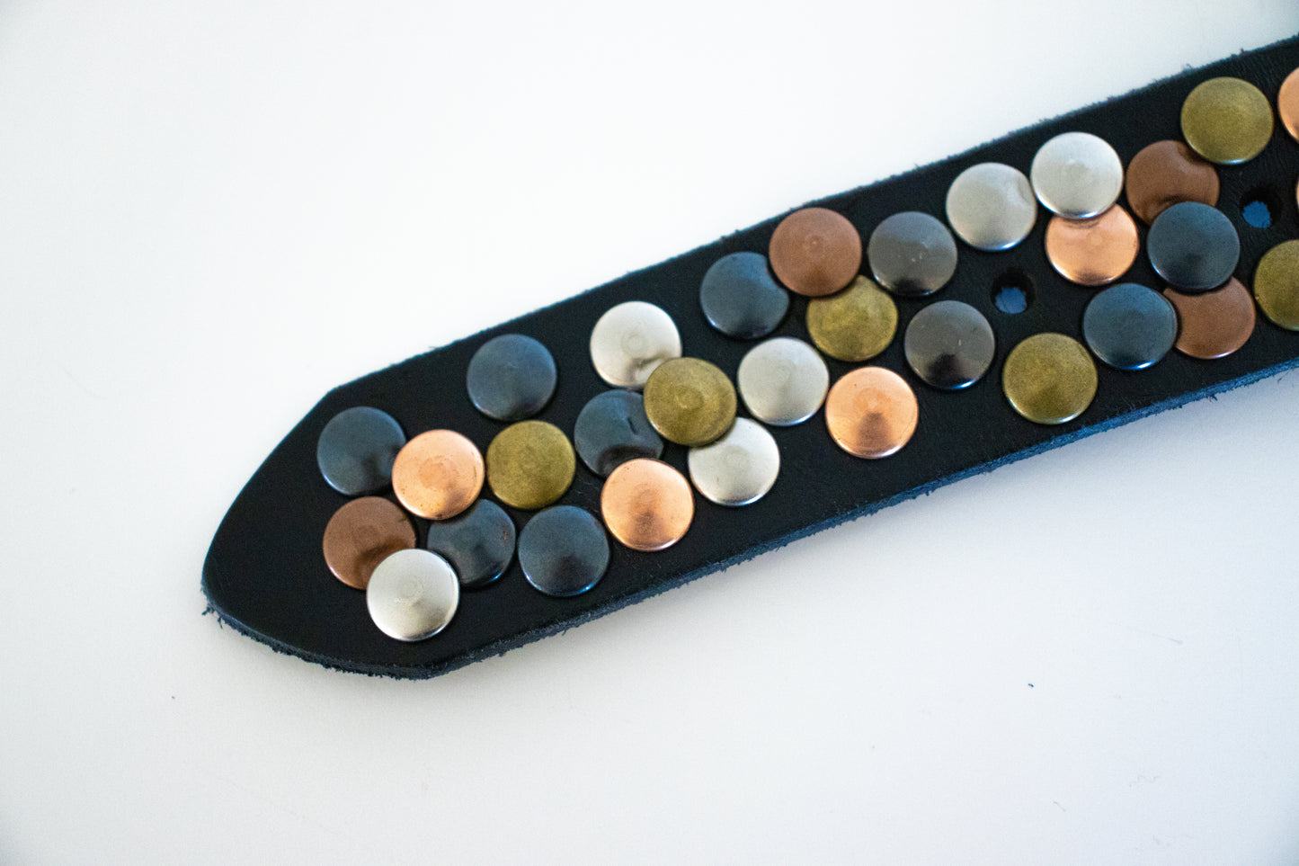 Black Multi Finish Studded Leather Belt