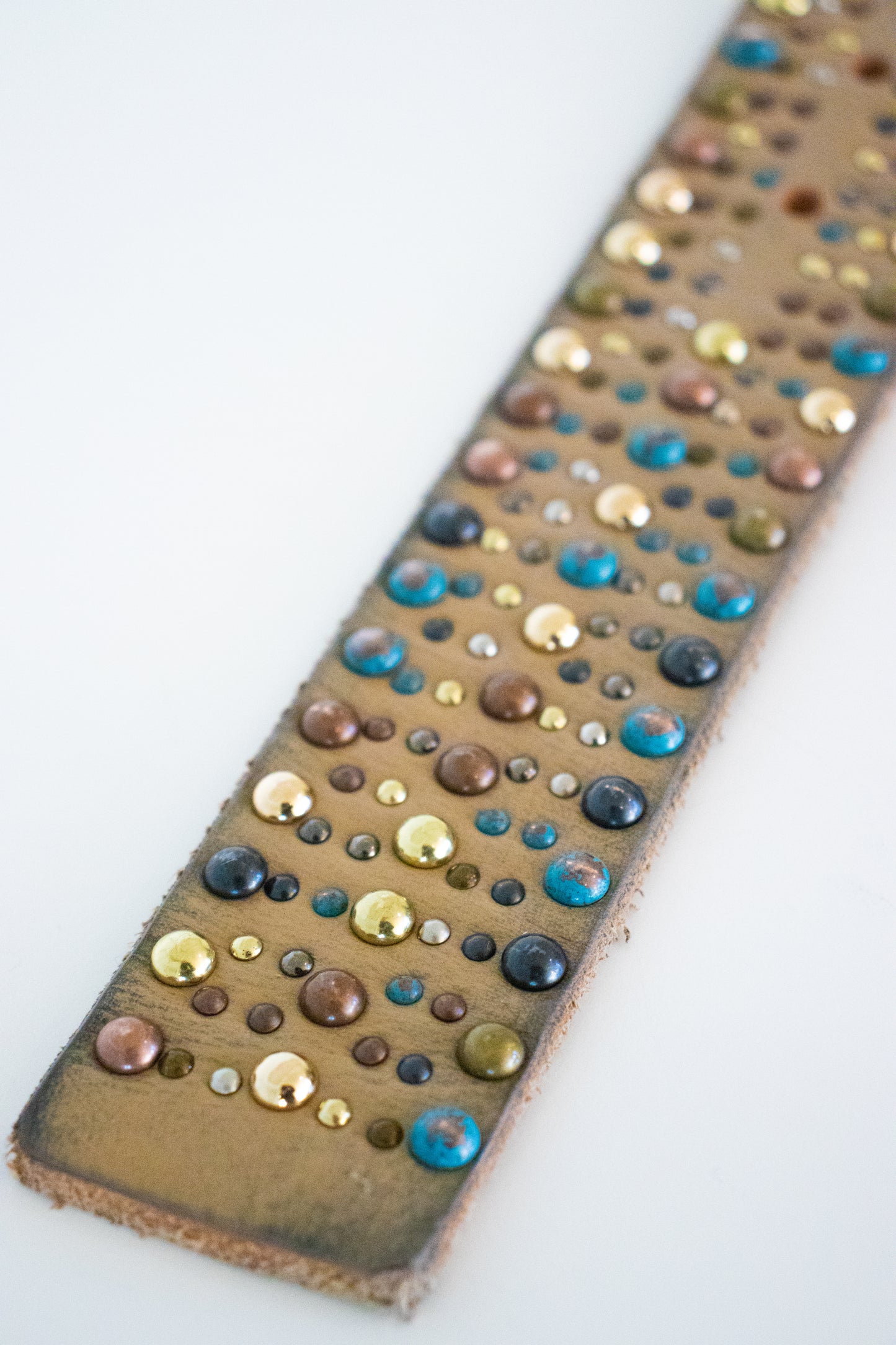 Tan Multi Color Studded Leather Belt