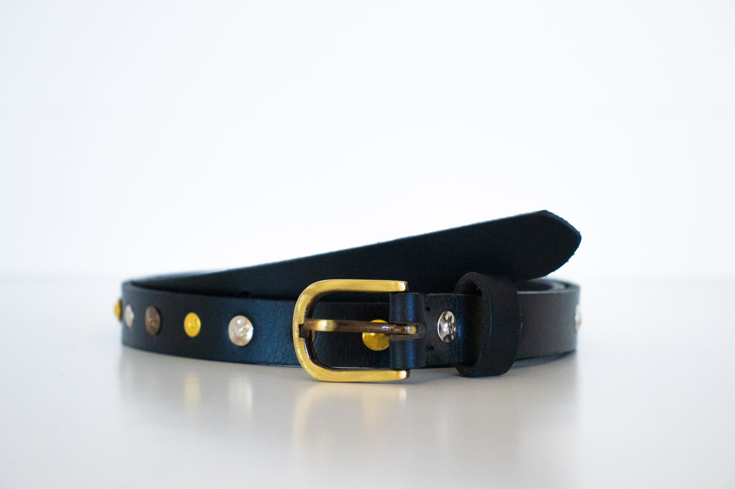 Studded Skinny Belt | Black |