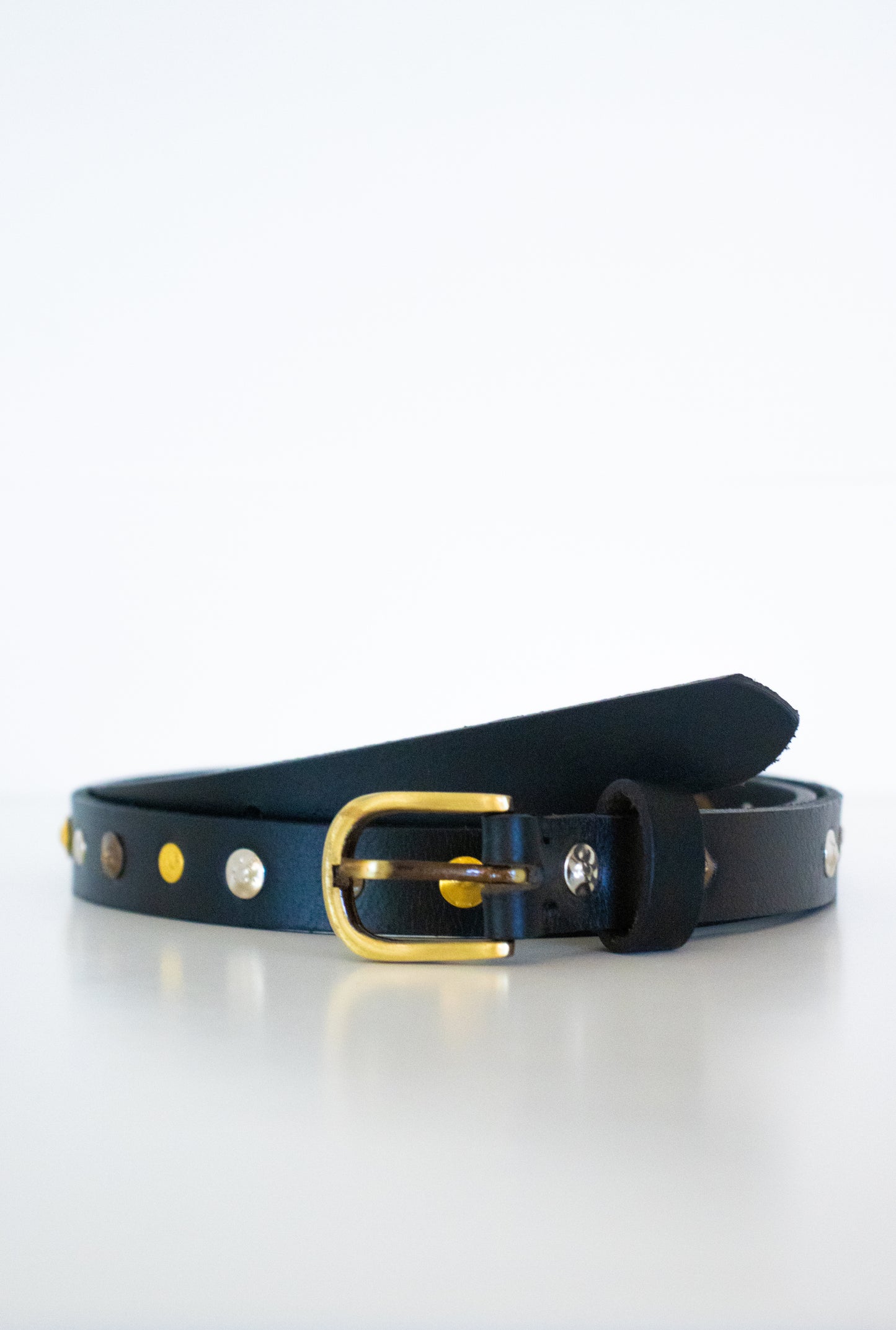 Studded Skinny Belt | Black |