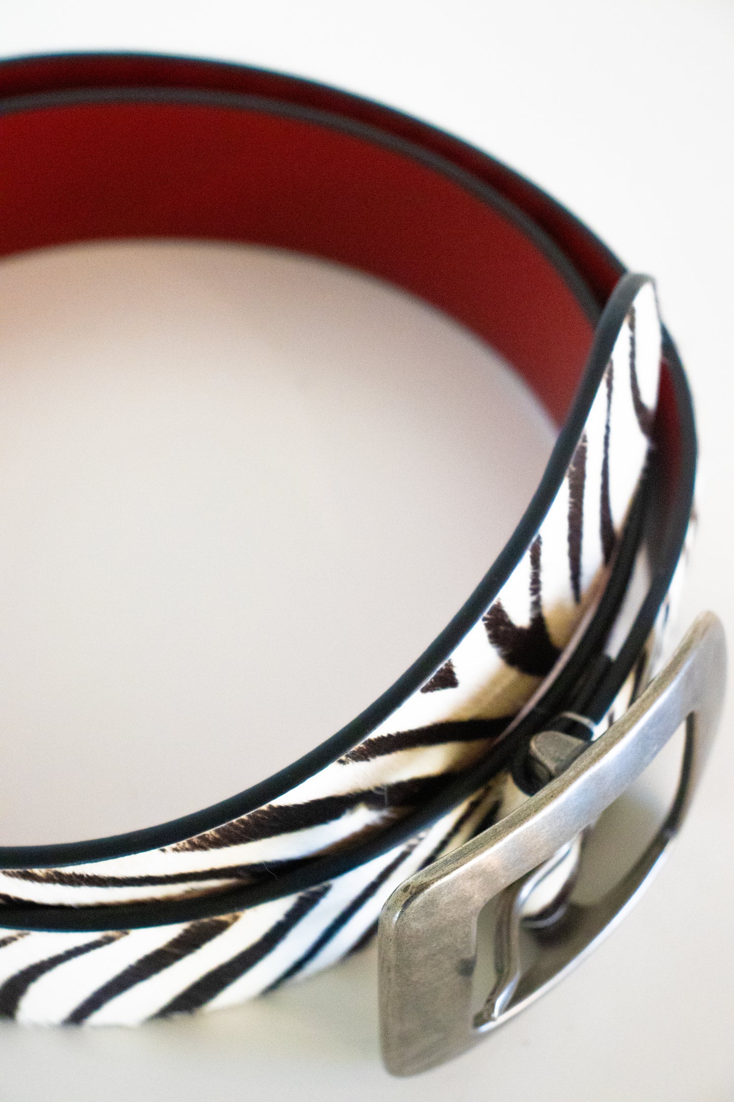 Zebra Hair on Hide Leather Belt