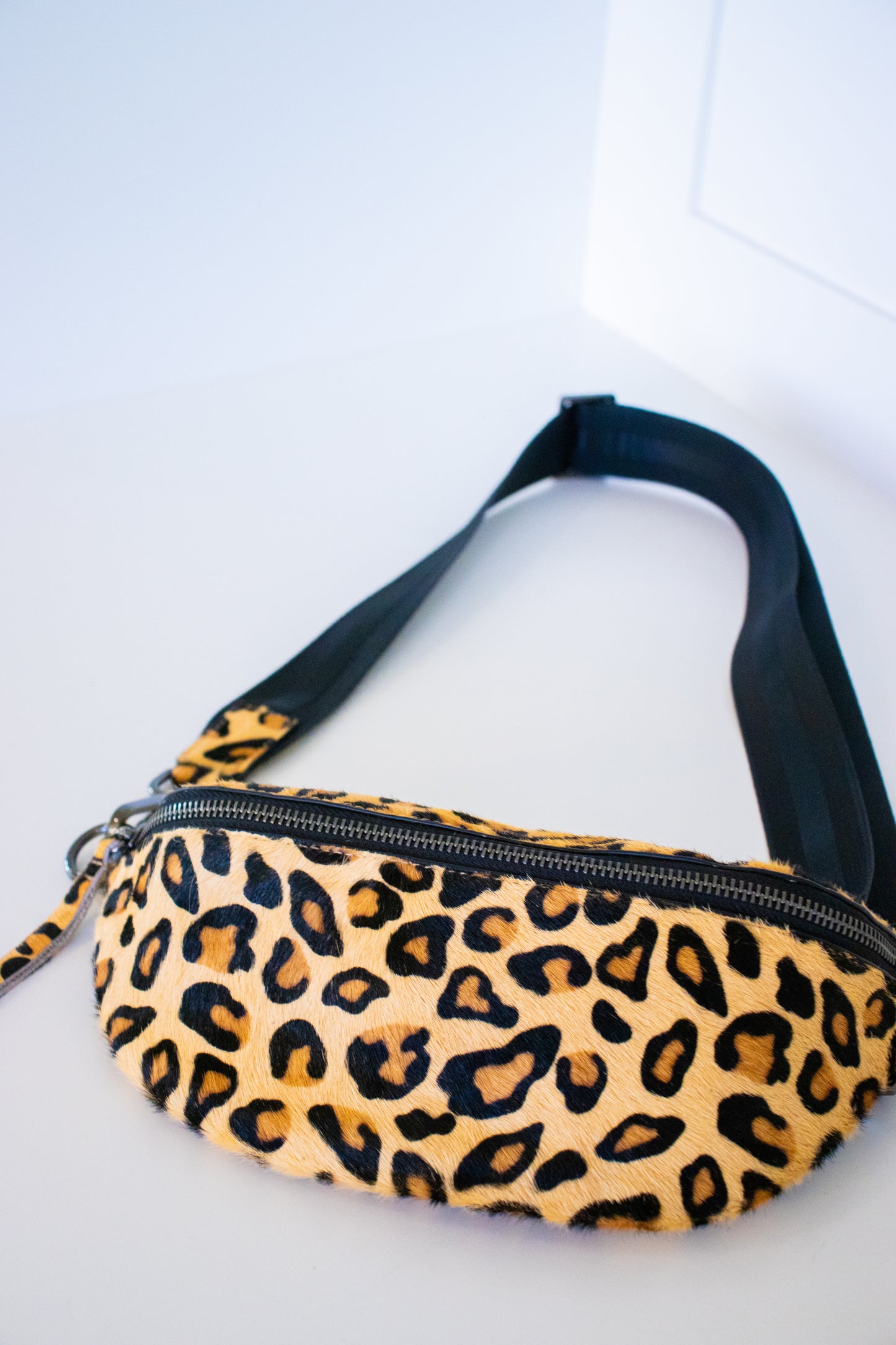Leopard Print Hair on Hide Leather Crossbody |Belt Bag|