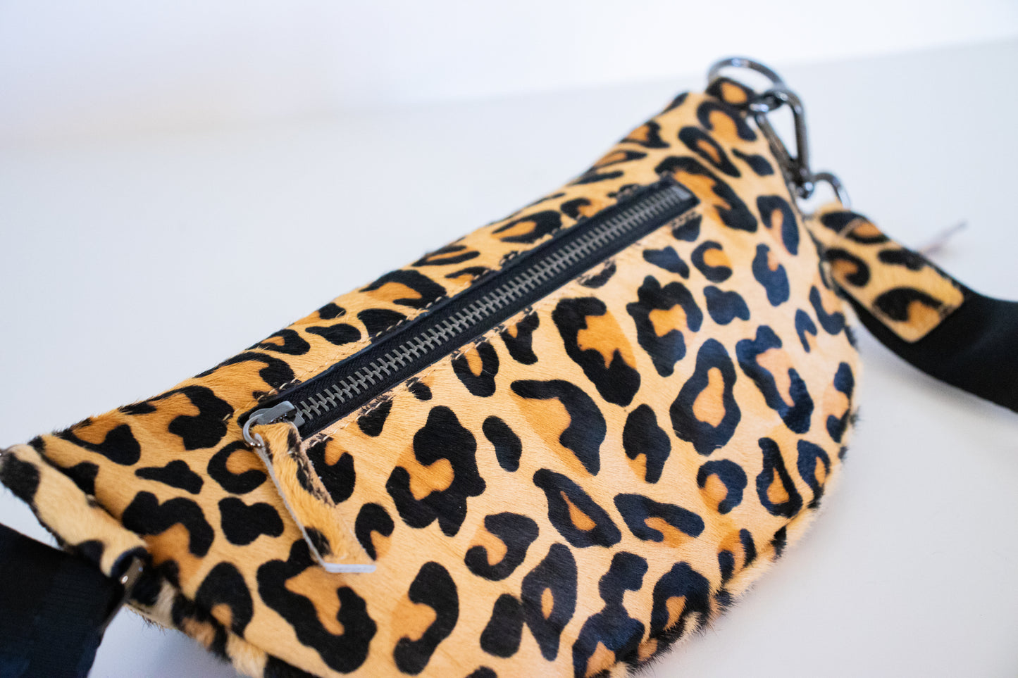 Leopard Print Hair on Hide Leather Crossbody |Belt Bag|