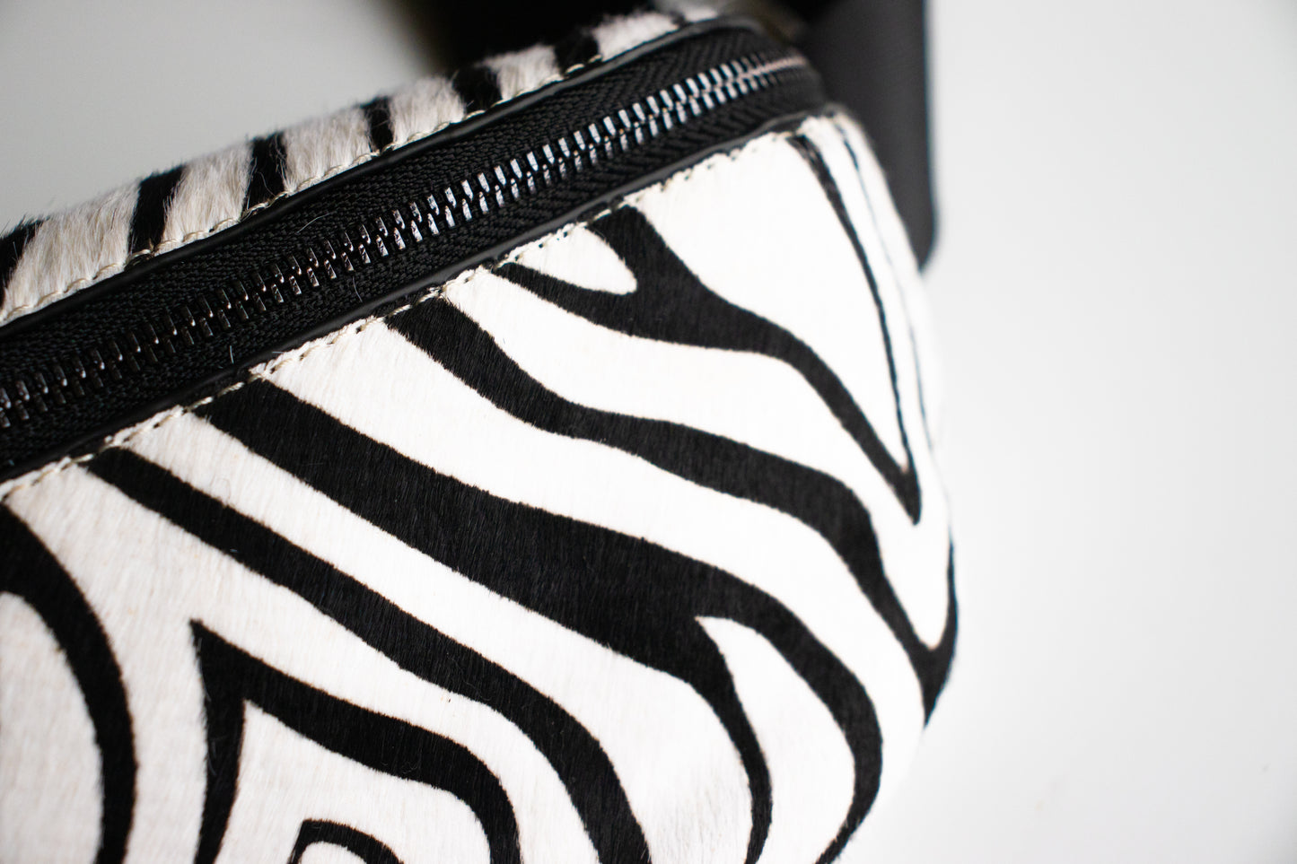Zebra Print Hair on Hide Leather Crossbody|Belt Bag|