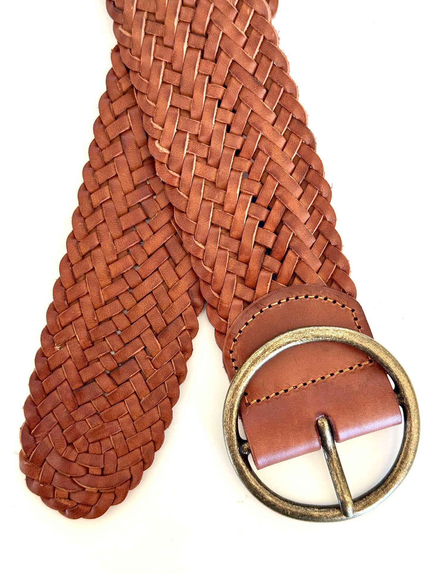 Classic Wide Braided Belt | Cognac |