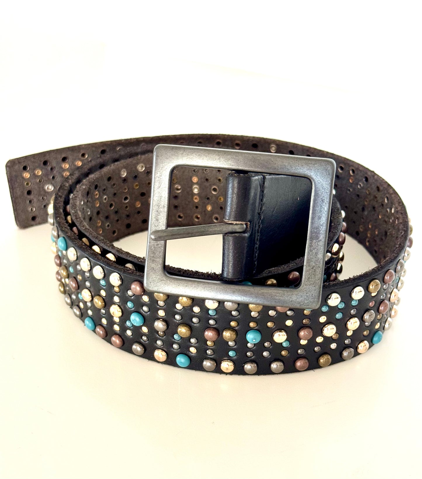 NEW! Black Leather Multi Studded Belt