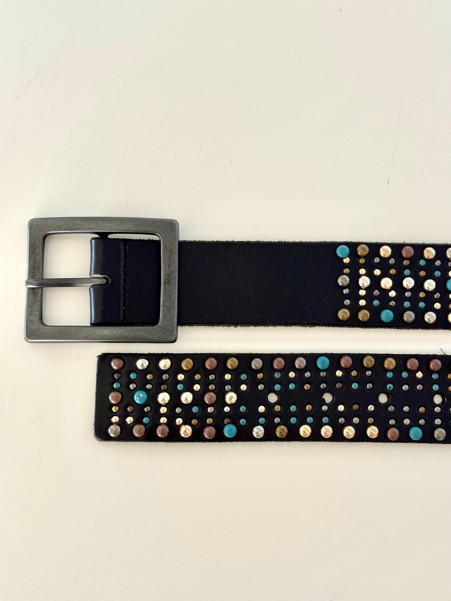 NEW! Black Leather Multi Studded Belt