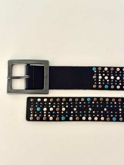 NEW! Black Leather Multi Studded Belt
