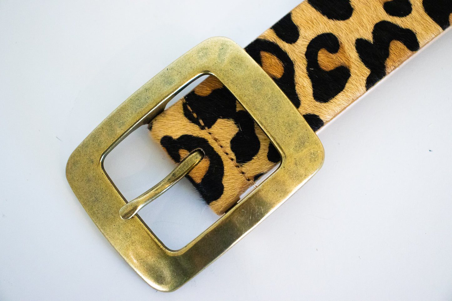 Leopard Hair on Hide Leather Belt