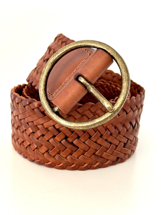 Classic Wide Braided Belt | Cognac |